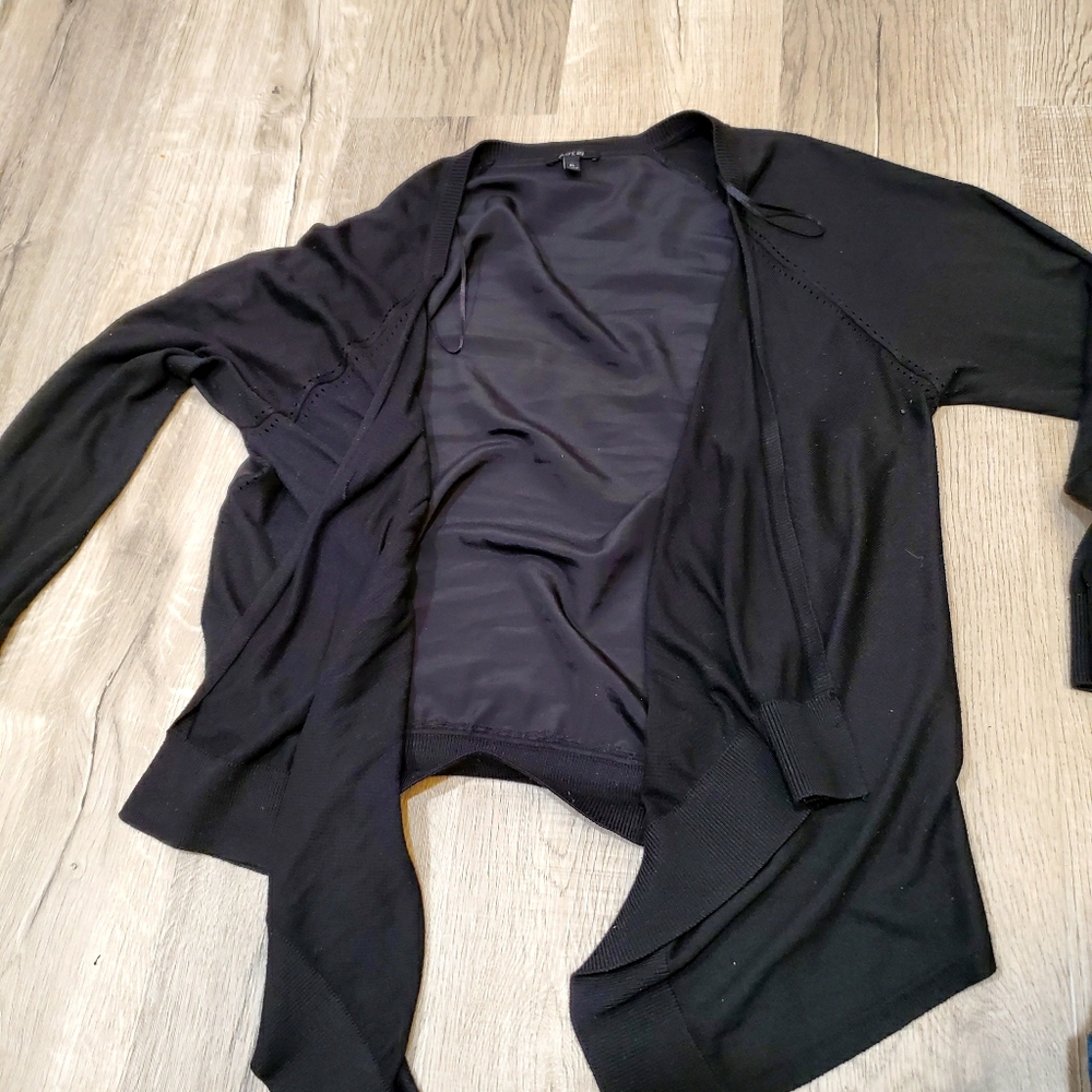 Black Flowy Cardigan with Sheer Transparent Back